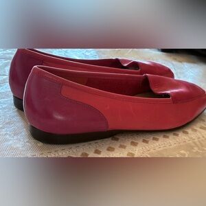 Enzo Angiolini Two-Tone Pink Leather Ballet Flats